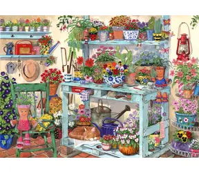 HOP Puzzle V kůlně / 1000 dílků / nepravidelné dílky / plakát A3