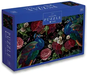 INTERDRUK Puzzle Secret Garden: Pávi mezi růžemi / 1000 dílků / 67 x 48 cm