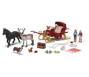 SCHLEICH 99179 Adventní kalendář Horse Club Vánoční jízda na saních / od 5 let / 24 okének / 31 dílů