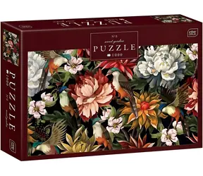 INTERDRUK Puzzle Secret Garden: Ptáci mezi květinami / 1000 dílků / 67 × 48 cm