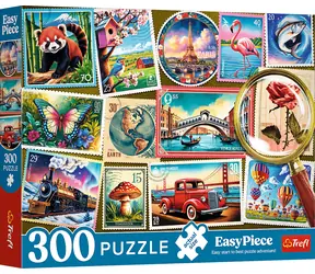 TREFL Puzzle EasyPiece: Poštovní známky / 300 dílků / 60 x 40 cm / věk 8+