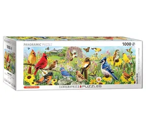 EUROGRAPHICS Panoramatické puzzle Zahradní ptáci / 1000 dílků / 99 x 33 cm