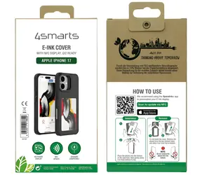 4smarts E-Ink Case NFC Display iPhone 17 černá / Kryt / Qi2 & MagSafe kompatibilní / NFC E-Ink displej