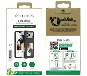 4smarts E-Ink Case NFC Display iPhone 17 Pro Max černá / Kryt / Qi2 & MagSafe kompatibilní / NFC E-Ink displej