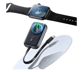 USAMS CD245 tarnish / Bezdrátová nabíječka pro Apple Watch / 2v1 s powerbankou 1200 mAh / USB-C kabel
