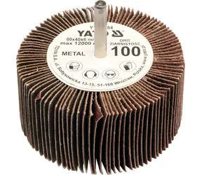YATO Kotouč lamelový radiální 80x40 P-40 s hřídelí 6 mm / Kotouč lamelový radiální / Zrnitost P40 / Průměr stopky 6 mm
