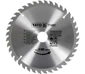 YATO Pilový kotouč na dřevo 210x30 mm 40z / Pilový kotouč na dřevo / Šířka řezu 3,2 mm / Otáčky 8000/min