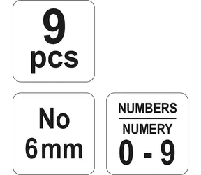 YATO Razidla číselná 6 mm 0-9 / Razidlo číselné / 9 ks
