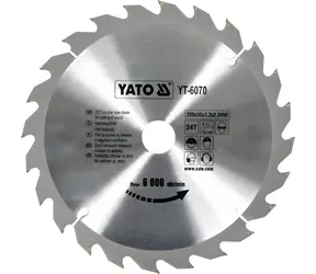 YATO Pilový kotouč na dřevo TCT 250x30 mm 24 zubů / Pilový kotouč / Šířka řezu 3,2 mm / 6000 ot/min