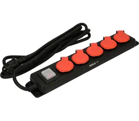 YATO Prodlužovací kabel dílenský s vypínačem / Napětí 230 V / Počet zásuvek 5 / Délka 3 m