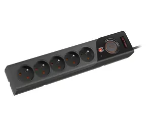 Armac Z5 černá / Prodlužovací přívod / 5 zásuvek / 10A / 1,5 m