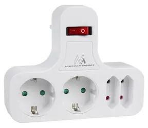 Zásuvkový blok 4x 230V s vypínačem MCE224G / Prodlužovací přívod / 4 zásuvky typ F / vypínač