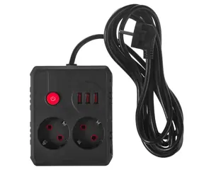 MCE388 B černá / Prodlužovací přívod / 2x zásuvka / 3x USB / 2500 W / 3 m