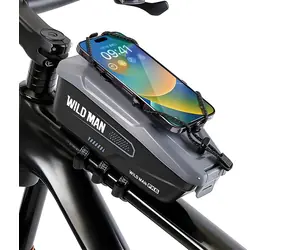 WILDMAN FK6 šedo-černá / Brašna na rám kola / Voděodolná / Zip / Pro telefon a doplňky