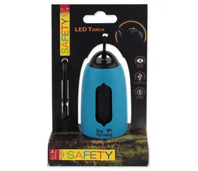 DOG FANTASY Baterka LED USB se zásobníkem na sáčky modrá