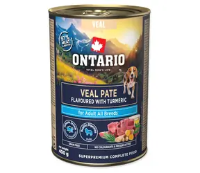Ontario Adult telecí paté s kurkumou / Konzerva / 400 g / Superprémiové krmivo pro dospělé psy