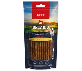 ONTARIO Protein žvýkací tyčinky s hovězím / Pamlsek pro psy / točené / 10 ks / 12,7 cm