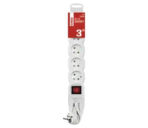 EMOS P1513R bílá / Prodlužovací přívod / 5 zásuvek / 3 m / s vypínačem / 1,5 mm2