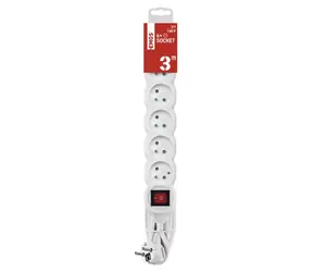 EMOS P1613R bílá / Prodlužovací přívod / 6 zásuvek / 3 m / s vypínačem / 1,5 mm2