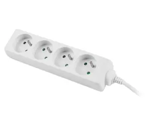 Lanberg PS0 bílá / Prodlužovací přívod / 4 zásuvky / 1,5 m / 230 V / bez vypínače