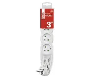 EMOS P0413R bílá / Prodlužovací šňůra / 4 zásuvky / 3 m / 1,5 mm2