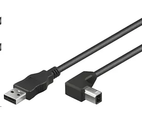 PremiumCord Kabel USB 2.0 A-B, zahnutý konektor 90°