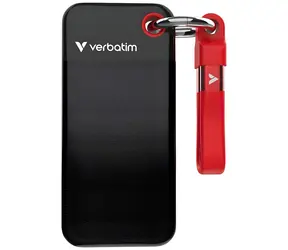 Verbatim Pocket SSD 128 GB černo-červená / Externí SSD / USB-C 3.2 Gen 2 / R: 1000 MB/s / W: 1000 MB/s