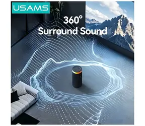USAMS YX018 černá / Reproduktor / Bluetooth 5.4 / TWS / RGB podsvícení / 1500 mAh