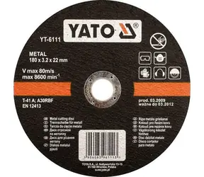 YATO Řezný kotouč na kov 115 mm / Řezný kotouč / Průměr 115 x 22 mm / Tloušťka 1,2 mm