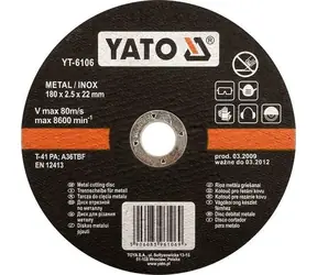 YATO Řezný kotouč na kov INOX 115x1,2x22 mm / Řezný kotouč / Nerezová ocel / Průměr 115 mm