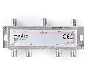 Nedis Satelitní rozbočovač 1/6 stříbrná / Rozbočovač / 6 výstupů / 17 dB / 5-2400 MHz / 75 Ohm