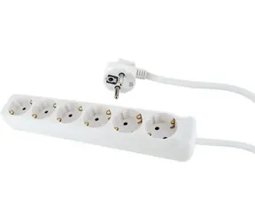 Schwaiger prodlužovací přívod 6x Schuko bílá / Prodlužovací přívod / 6 zásuvek / 1,4 m / dětská pojistka / IP44