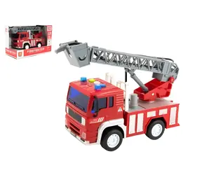 Hasičské auto stříkající vodu / Auto na setrvačník / zvuk a světlo / 20 cm / od 3 let