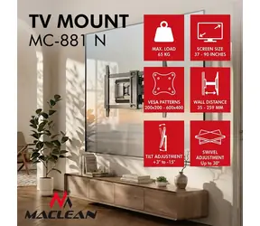 Nástěnný držák TV MC-881 N černá