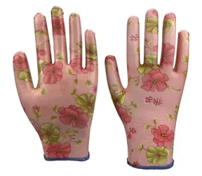Garvia NITRILE Flowers růžová / Zahradní rukavice / Velikost 8