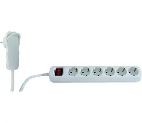 REV prodlužovací kabel se 6 zásuvkami bílá / Prodlužovací kabel / 6x zásuvka / 2 m