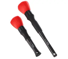 SIXTOL CAR DETAILING BRUSH 2 BASIC / Sada štětců na čištění auta / 2 ks / červená