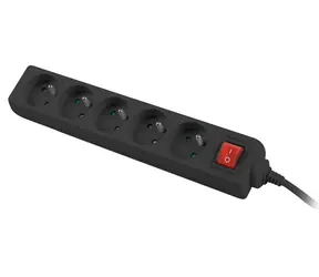Lanberg PS1 černá / Prodlužovací přívod / 5 zásuvek / 1,5 m / 230 V / s vypínačem
