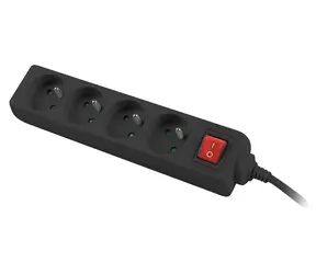 Lanberg PS1 černá / Prodlužovací přívod / 4 zásuvky / 1,5 m / 230 V / s vypínačem