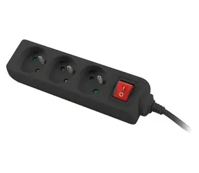 Lanberg PS1 černá / Prodlužovací přívod / 3 zásuvky / 1,5 m / 230 V / s vypínačem