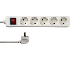REV Socket Line bílá / Prodlužovací přívod / 5 zásuvek / vypínač / 3 m
