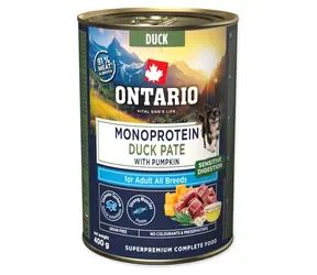 ONTARIO Konzerva Adult monoprotein kachní s dýní 400 g / Superprémiová / Paté / 91 % masa a vývaru