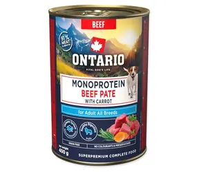 ONTARIO Konzerva Adult monoprotein hovězí s mrkví 400 g / Superprémiová / Paté / 91 % masa a vývaru