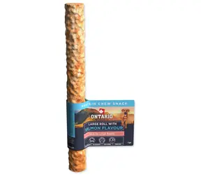 Ontario Protein losos / Žvýkací pamlsek pro psy / velká rolka / 25,4 cm / 1 ks