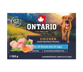Ontario Vanička kuřecí se zeleninou a bazalkou 320g / Mokré krmivo pro psy / Kuřecí maso / 320 g