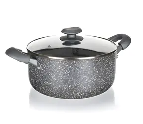 Banquet Granite PR 20x9,5 cm / Hrnec / Nepřilnavý povrch / Skleněná poklice / Pro indukci