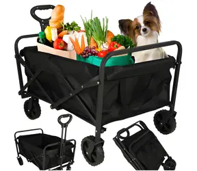 KIK Skládací přepravní vozík černý / 100 l / nosnost 100 kg / teleskopická rukojeť