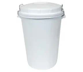 DENOX Nádoba na odpad INDUSTRIAL bílá / 95 l / PE-HD plast / uzavírání sponami / -40 až +75 °C