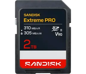 SanDisk Extreme PRO SDXC 2TB / Paměťová karta / UHS-II V90 / čtení 310 MB/s / zápis 305 MB/s
