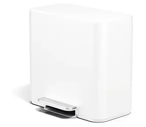 Simplehuman DUAL MINI bílá ocel / Pedálový odpadkový koš na tříděný odpad / 15 l / 2 oddělené nádoby